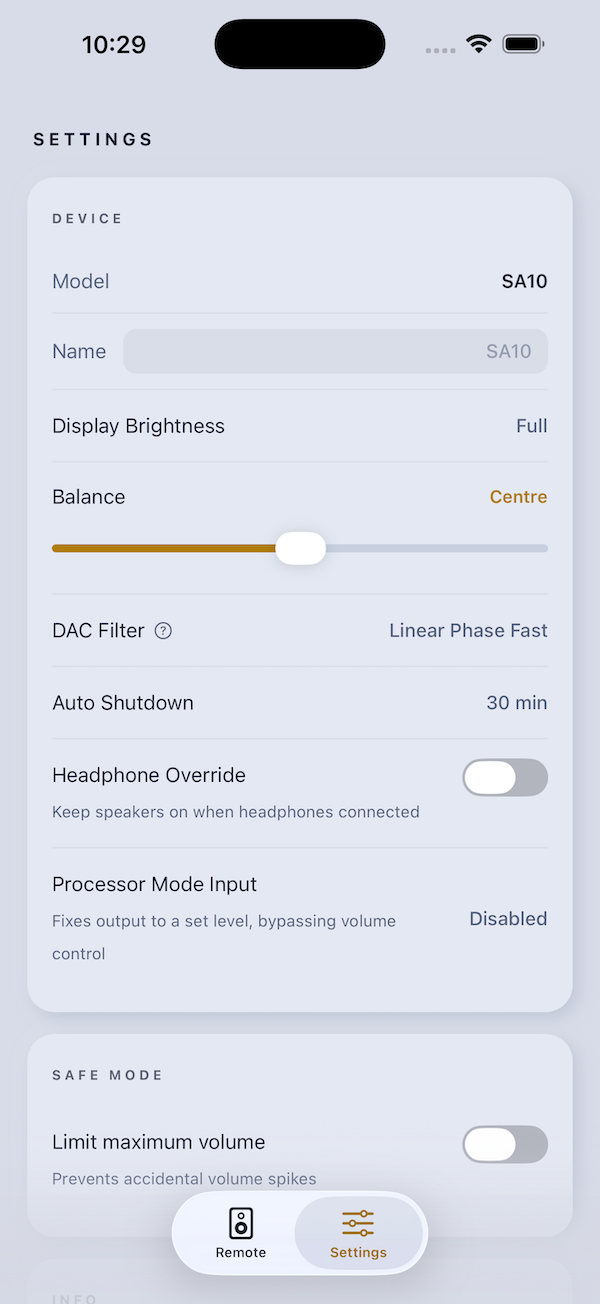 Amp Control screen 2